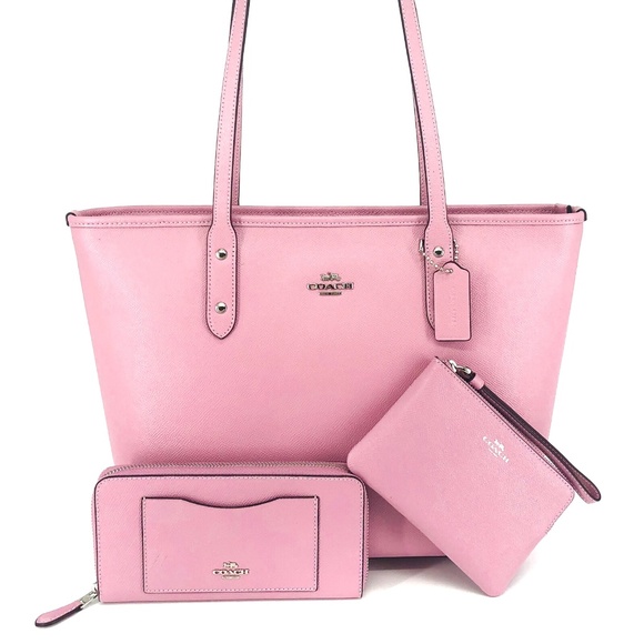 Coach Handbags - 3PCS Coach City Zip Top Tote Wallet Wristlet Set